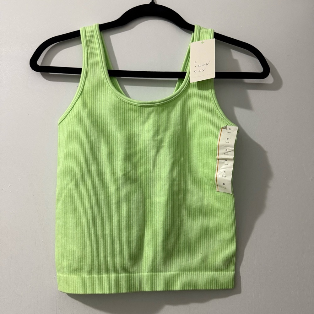 A New Day Lime Green Ribbed Tank Top - NWT!